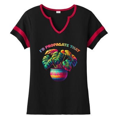 ID Propagate That Plant Gardening Ladies Halftime Notch Neck Tee