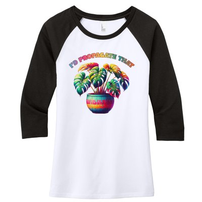 ID Propagate That Plant Gardening Women's Tri-Blend 3/4-Sleeve Raglan Shirt