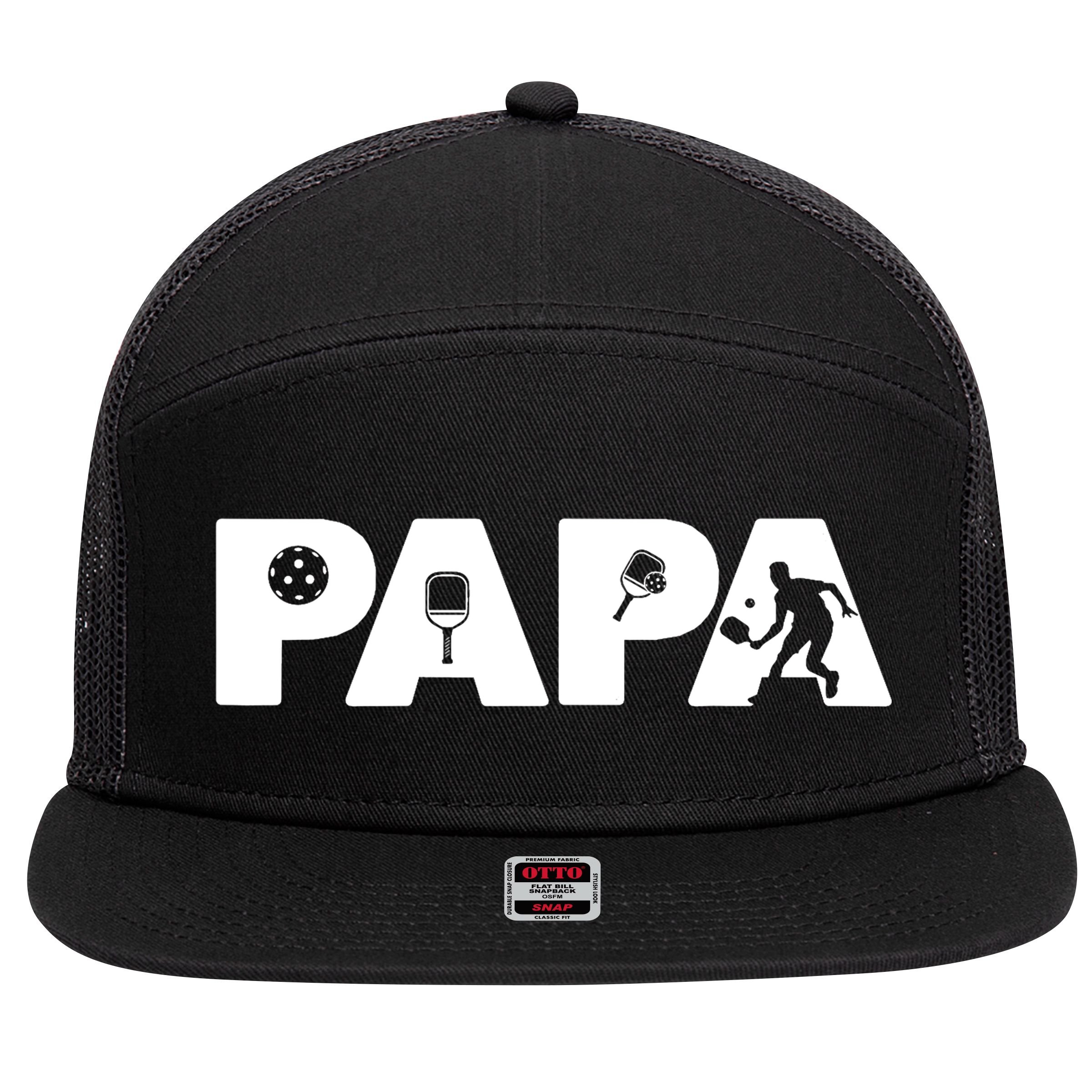 Its Pickleball Time Dad I Love Being Pickleball Papa 7 Panel Mesh Trucker Snapback Hat