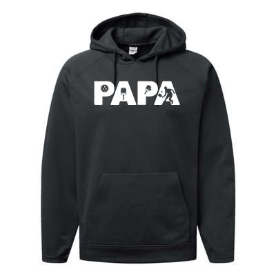 Its Pickleball Time Dad I Love Being Pickleball Papa Performance Fleece Hoodie