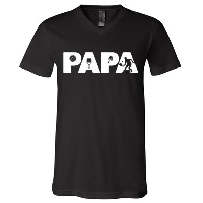 Its Pickleball Time Dad I Love Being Pickleball Papa V-Neck T-Shirt