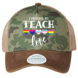 I Promise To Teach Love LGBT Q Pride Proud Ally Teacher Legacy Tie Dye Trucker Hat