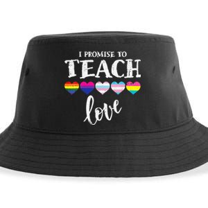 I Promise To Teach Love LGBT Q Pride Proud Ally Teacher Sustainable Bucket Hat