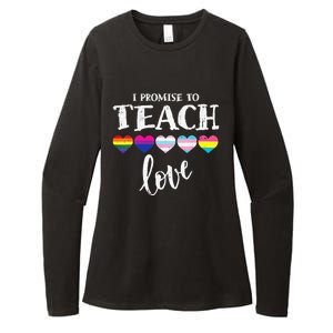 I Promise To Teach Love LGBT Q Pride Proud Ally Teacher Womens CVC Long Sleeve Shirt