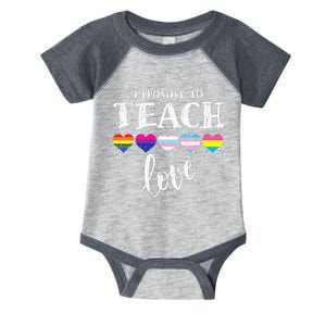 I Promise To Teach Love LGBT Q Pride Proud Ally Teacher Infant Baby Jersey Bodysuit