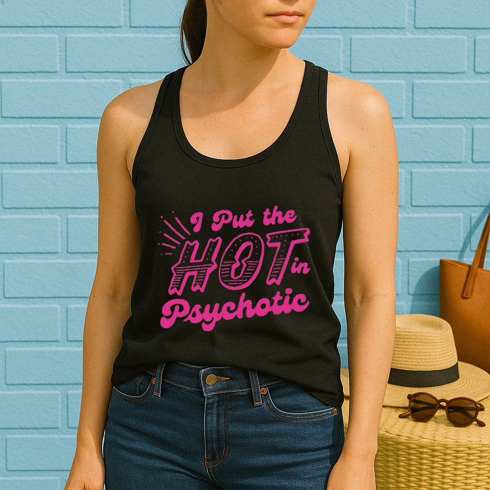 I Put The Hot In Psychotic Funny Adult Humor Womens Tank Top