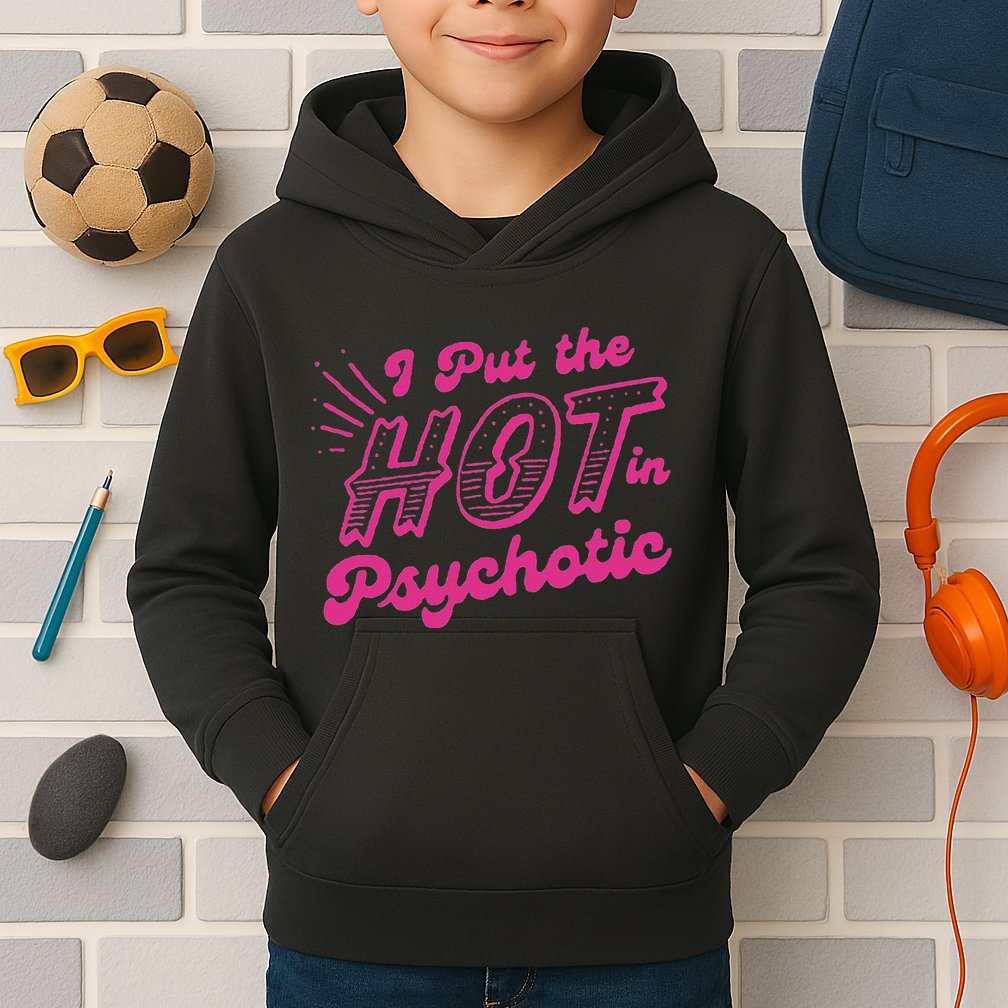 I Put The Hot In Psychotic Funny Adult Humor Kids Hoodie