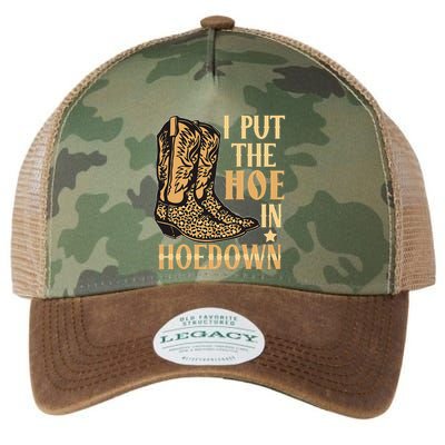 I Put The Hoe In Hoedown Funny Country Legacy Tie Dye Trucker Hat