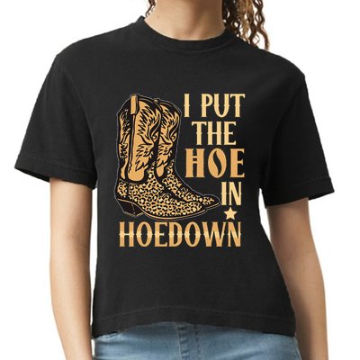 I Put The Hoe In Hoedown Funny Country Comfort Colors Boxy T-Shirt