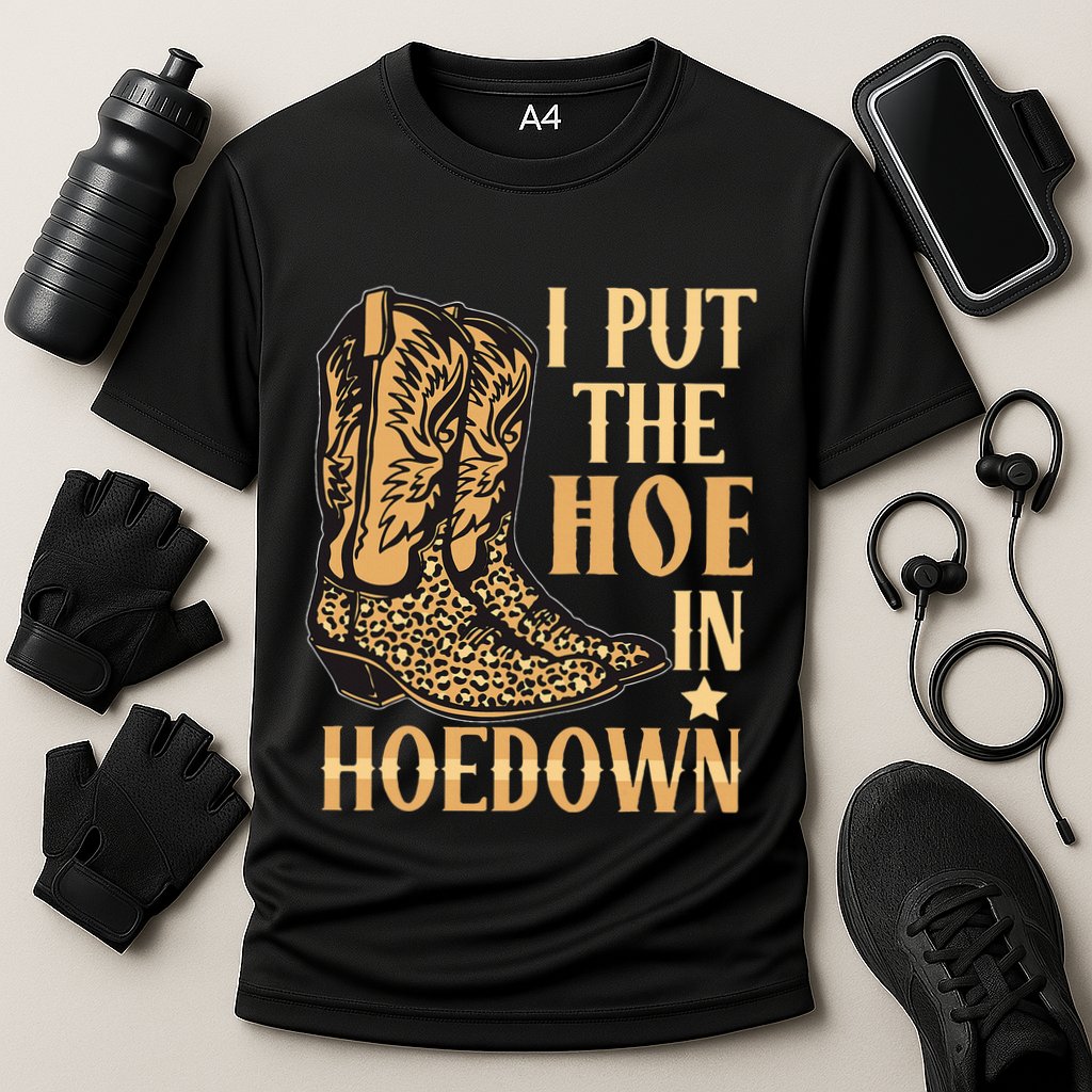 I Put The Hoe In Hoedown Funny Country Cooling Performance Crew T-Shirt