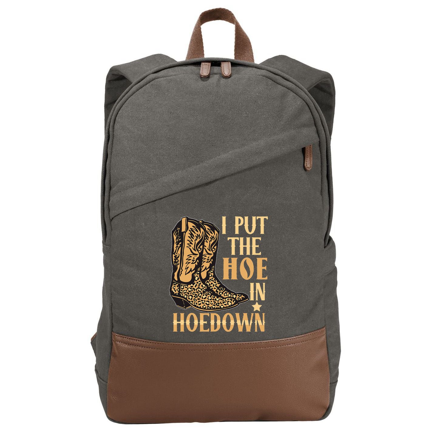 I Put The Hoe In Hoedown Funny Country Cotton Canvas Backpack
