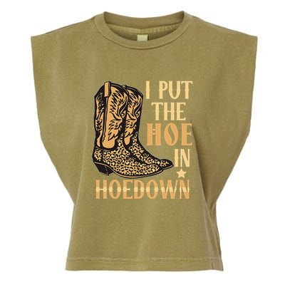 I Put The Hoe In Hoedown Funny Country Garment-Dyed Women's Muscle Tee
