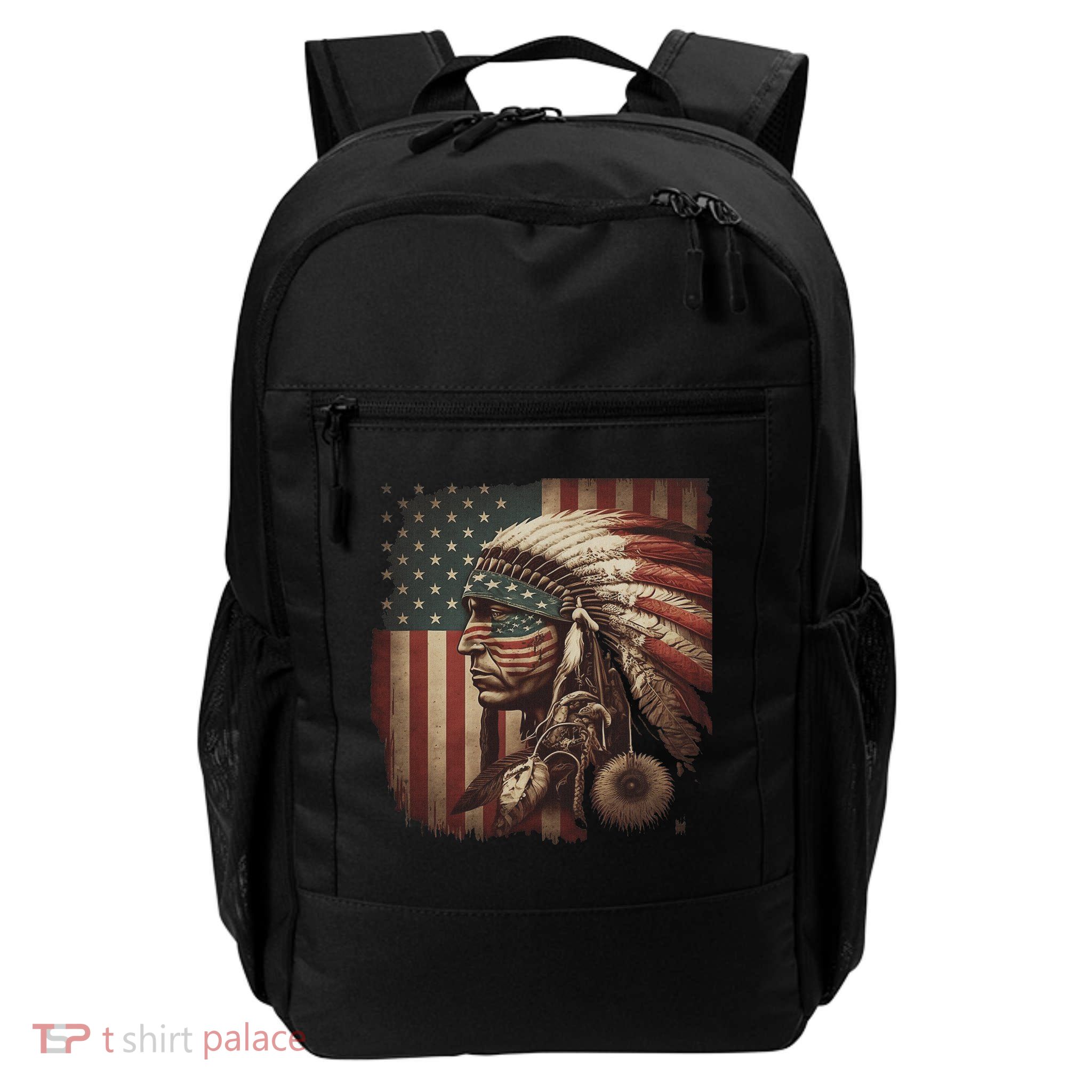 Indigenous People Tribal Cg Native American Indian Chief American Usa Flag Daily Commute Backpack