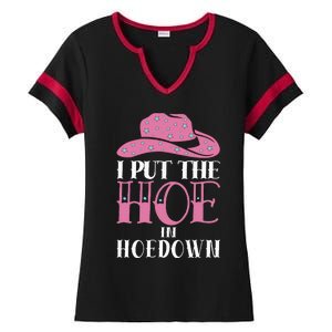 I Put The Hoe In Hoedown Ladies Halftime Notch Neck Tee