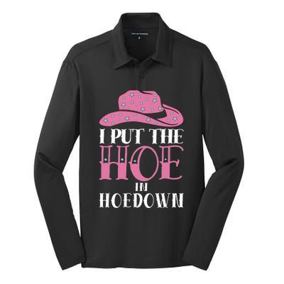 I Put The Hoe In Hoedown Silk Touch Performance Long Sleeve Polo