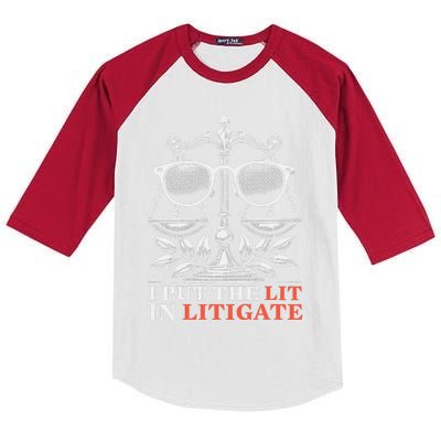 I Put The Lit Litigate For Lawyer Attorney Law Kids Colorblock Raglan Jersey