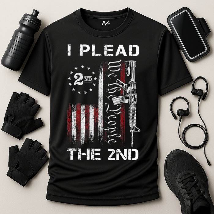I Plead The 2nd We The People USA Flag AR 15 Rifle Cooling Performance Crew T-Shirt