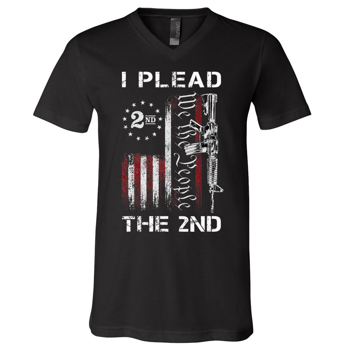 I Plead The 2nd We The People USA Flag AR 15 Rifle V-Neck T-Shirt