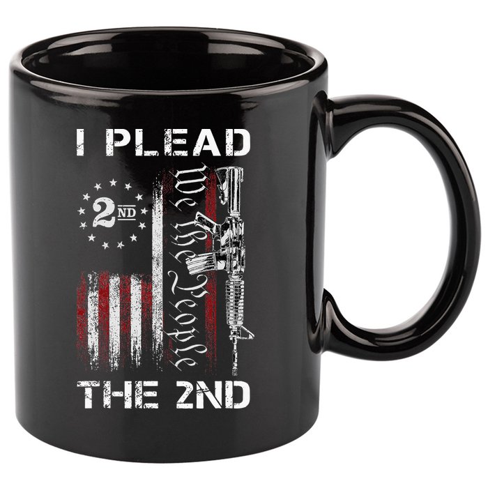 I Plead The 2nd We The People USA Flag AR 15 Rifle 11oz C Handle Ceramic Mug
