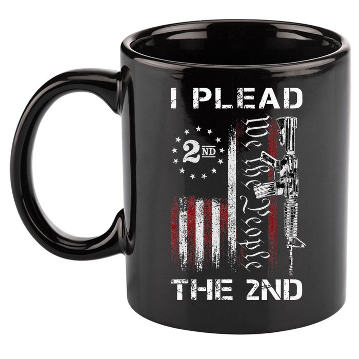 I Plead The 2nd We The People USA Flag AR 15 Rifle 11oz C Handle Ceramic Mug