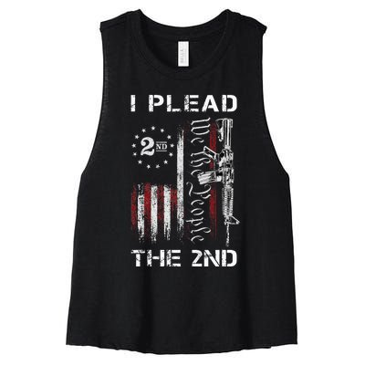 I Plead The 2nd We The People USA Flag AR 15 Rifle Women's Racerback Cropped Tank