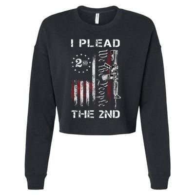 I Plead The 2nd We The People USA Flag AR 15 Rifle Cropped Pullover Crew