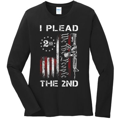 I Plead The 2nd We The People USA Flag AR 15 Rifle Ladies Long Sleeve Shirt