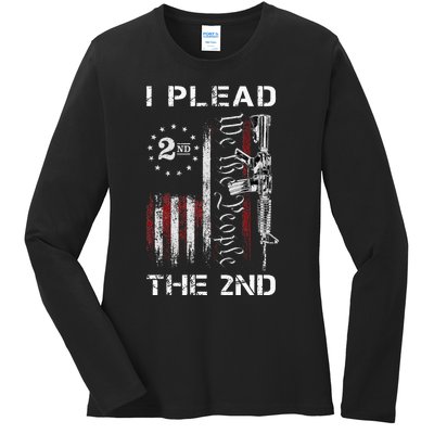 I Plead The 2nd We The People USA Flag AR 15 Rifle Ladies Long Sleeve Shirt