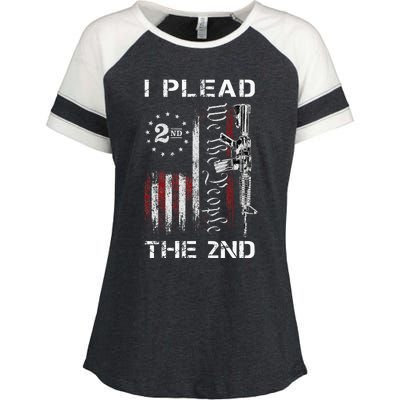 I Plead The 2nd We The People USA Flag AR 15 Rifle Enza Ladies Jersey Colorblock Tee