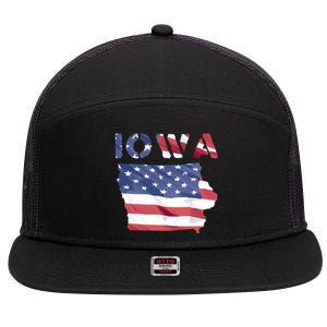 Iowa Proud United States America Patriot Flag Us Pride Funny Gift 7 Panel Mesh Trucker Snapback Hat