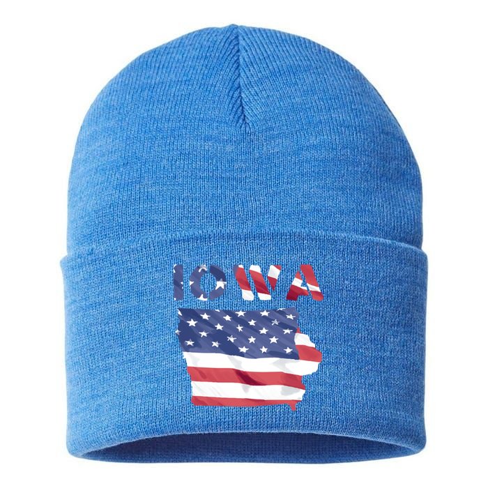 Iowa Proud United States America Patriot Flag Us Pride Funny Gift Sustainable Knit Beanie