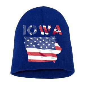 Iowa Proud United States America Patriot Flag Us Pride Funny Gift Short Acrylic Beanie