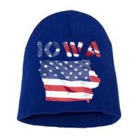 Iowa Proud United States America Patriot Flag Us Pride Funny Gift Short Acrylic Beanie