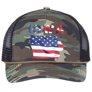 Iowa Proud United States America Patriot Flag Us Pride Funny Gift Retro Rope Trucker Hat Cap