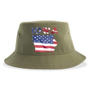 Iowa Proud United States America Patriot Flag Us Pride Funny Gift Sustainable Bucket Hat