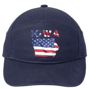 Iowa Proud United States America Patriot Flag Us Pride Funny Gift 7-Panel Snapback Hat