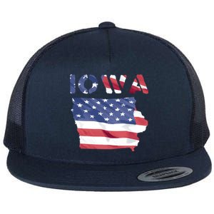 Iowa Proud United States America Patriot Flag Us Pride Funny Gift Flat Bill Trucker Hat