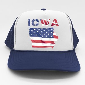 Iowa Proud United States America Patriot Flag Us Pride Funny Gift Trucker Hat