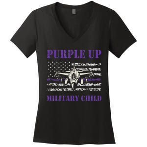 I Purple Up Month of Military Child Awareness Air Force Women's V-Neck T-Shirt