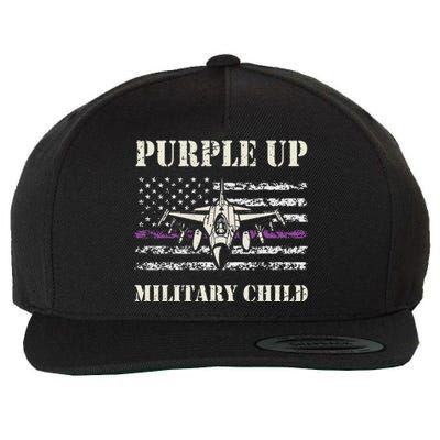 I Purple Up Month of Military Child Air Force US Flag Wool Snapback Cap