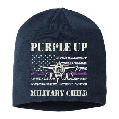 I Purple Up Month of Military Child Air Force US Flag Sustainable Beanie