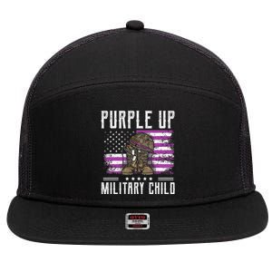 I Purple Up Month of Military Child Boots US Flag 7 Panel Mesh Trucker Snapback Hat