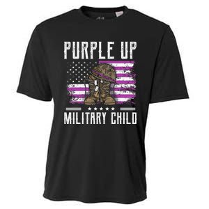 I Purple Up Month of Military Child Boots US Flag Cooling Performance Crew T-Shirt