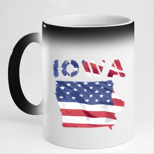 Iowa Proud United States America Patriot Flag Us Pride Gift 11oz Black Color Changing Mug