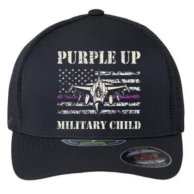 I Purple Up Month Of Military Child Us Flag Flexfit Unipanel Trucker Cap