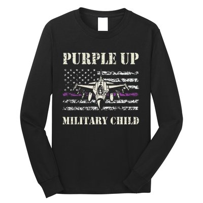 I Purple Up Month Of Military Child Us Flag Long Sleeve Shirt