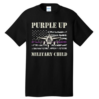 I Purple Up Month Of Military Child Us Flag Tall T-Shirt