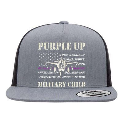 I Purple Up Month Of Military Child Us Flag Flat Bill Trucker Hat