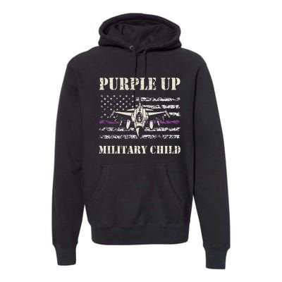 I Purple Up Month Of Military Child Us Flag Premium Hoodie