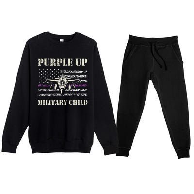 I Purple Up Month Of Military Child Us Flag Premium Crewneck Sweatsuit Set